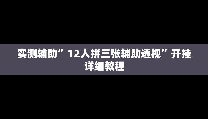 实测辅助”12人拼三张辅助透视”开挂详细教程