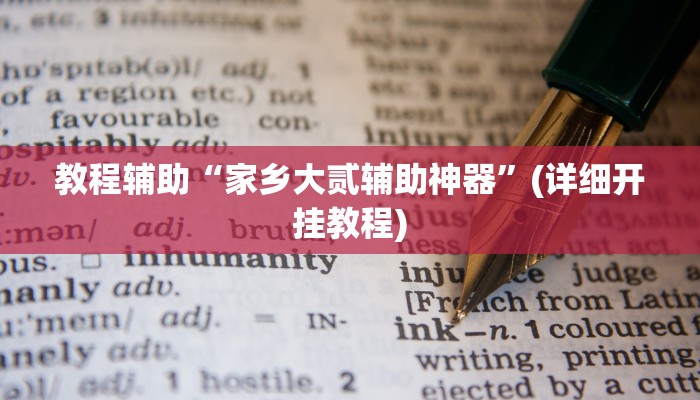 教程辅助“家乡大贰辅助神器”(详细开挂教程)