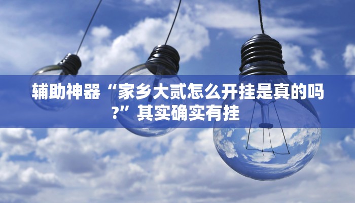 辅助神器“家乡大贰怎么开挂是真的吗?”其实确实有挂 