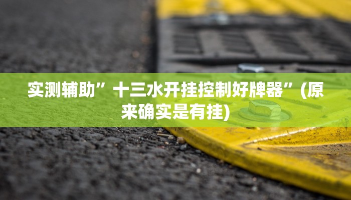 实测辅助”十三水开挂控制好牌器”(原来确实是有挂)