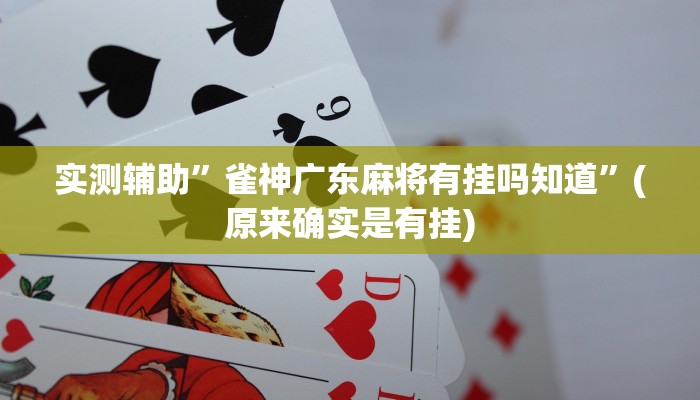 实测辅助”雀神广东麻将有挂吗知道”(原来确实是有挂)