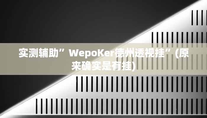 实测辅助”WepoKer德州透视挂”(原来确实是有挂)